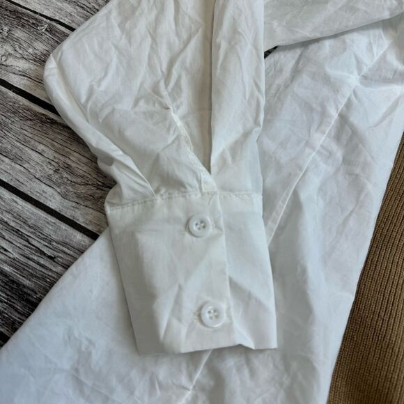 Soak & Sepia Women's Oversized Button Down Cardigan Sweater Blouse Brown White - Picture 5 of 14